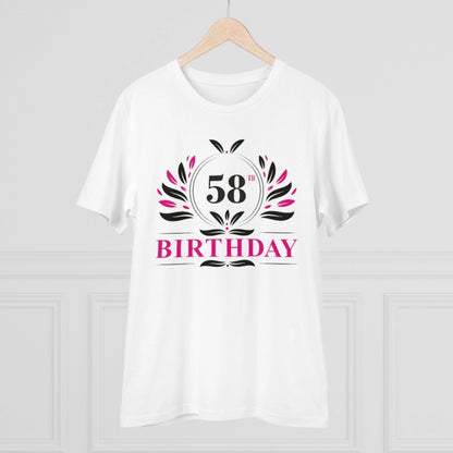 Men's PC Cotton 58th Birthday Printed T Shirt (Color: White, Thread Count: 180GSM)