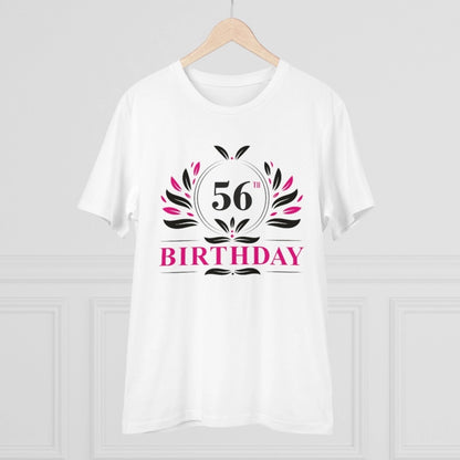 Men's PC Cotton 56th Birthday Printed T Shirt (Color: White, Thread Count: 180GSM)