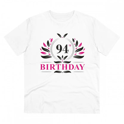 Men's PC Cotton 94th Birthday Printed T Shirt (Color: White, Thread Count: 180GSM)