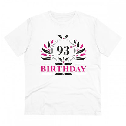 Men's PC Cotton 93rd Birthday Printed T Shirt (Color: White, Thread Count: 180GSM)