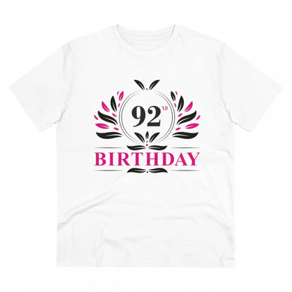 Men's PC Cotton 92nd Birthday Printed T Shirt (Color: White, Thread Count: 180GSM)