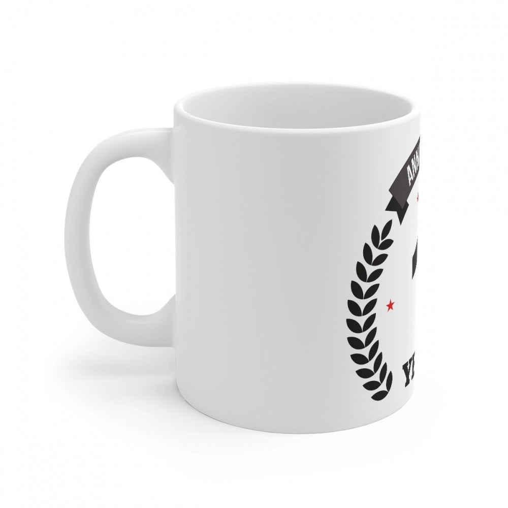 Ceramic 13th Anniversary Printed Coffee Mug (Color: White, Capacity:330ml)