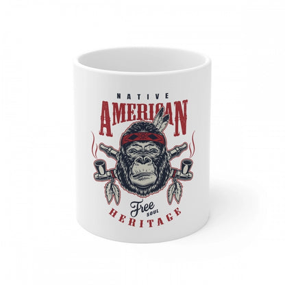 Ceramic Gorila Desing Printed Coffee Mug (Color: White, Capacity:330ml)