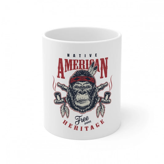 Ceramic Gorila Desing Printed Coffee Mug (Color: White, Capacity:330ml)