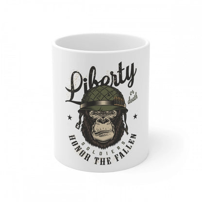 Ceramic Gorila Desing Printed Coffee Mug (Color: White, Capacity:330ml)