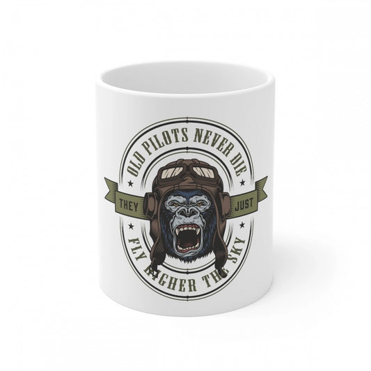 Ceramic Gorila Desing Printed Coffee Mug (Color: White, Capacity:330ml)