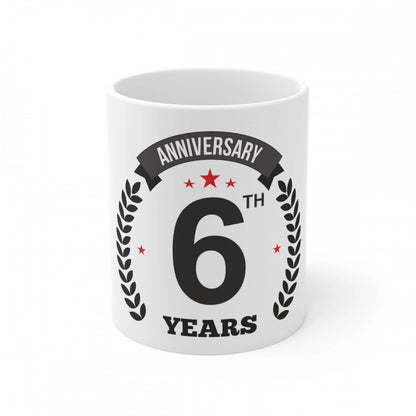 Ceramic 6th Anniversary Printed Coffee Mug (Color: White, Capacity:330ml)
