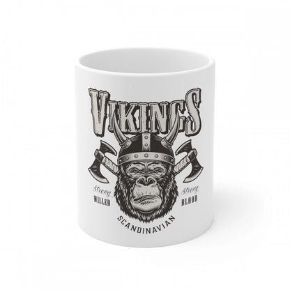 Ceramic Gorila Desing Printed Coffee Mug (Color: White, Capacity:330ml)