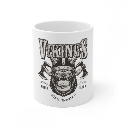 Ceramic Gorila Desing Printed Coffee Mug (Color: White, Capacity:330ml)