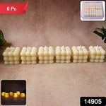 Close-up view of bubble cube shaped LED flameless candles
