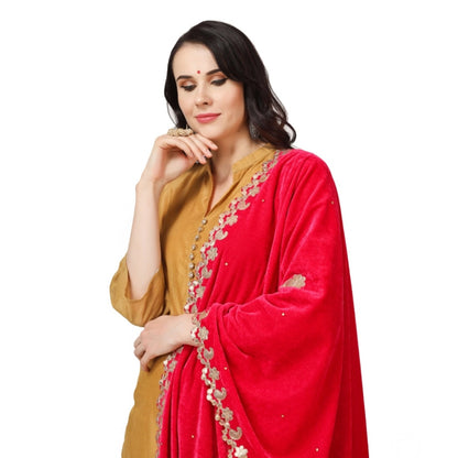 Women's Velvet Gotta Patti Dupatta (Pink, Length: 2.25 to 2.50 Mtr)