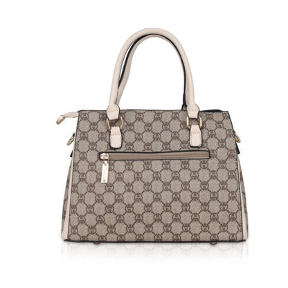 Women's Faux Leather Printed Handbag (Beige)