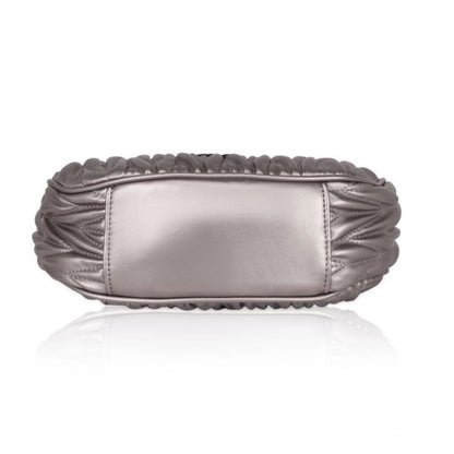 Women's Faux Leather Textured Handbag (Silver Grey)