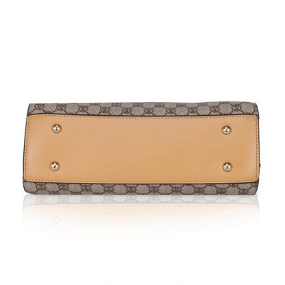 Women's Faux Leather Printed Handbag (Camel)
