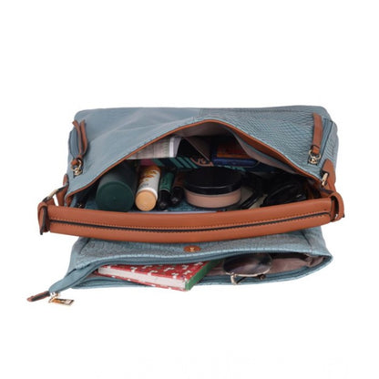Women's Faux Leather Textured Sling Bag (Blue)