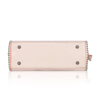 Women's Faux Leather Metal Beads Handbag (Pink)