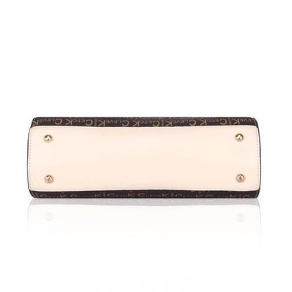 Women's Faux Leather Printed Handbag (Beige)