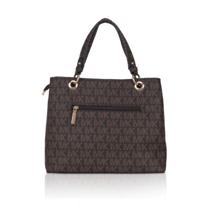 Women's Faux Leather Printed Handheld Bag (Brown)