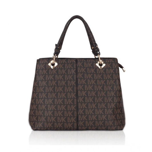Women's Faux Leather Printed Handheld Bag (Brown)