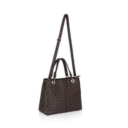 Women's Faux Leather Printed Handheld Bag (Brown)