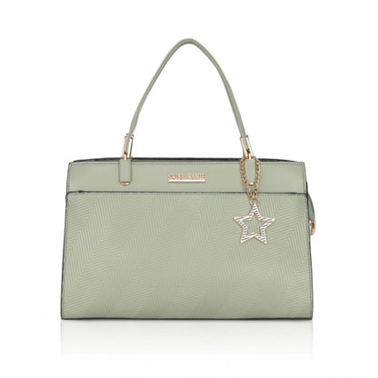 Women's Faux Leather Textured Adjustable Long Belt Handbag (Green)