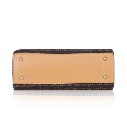 Women's Faux Leather Printed Handbag (Camel)