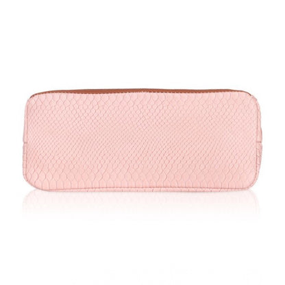 Women's Faux Leather Printed Tote Bag (Pink)