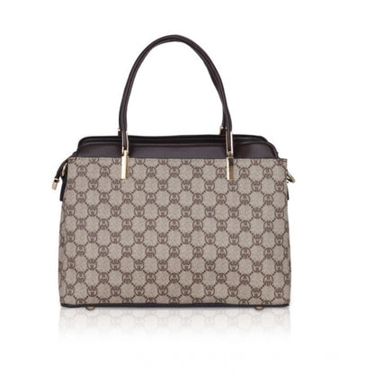 Women's Faux Leather Printed Handbag (Coffee)