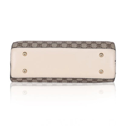 Women's Faux Leather Printed Handbag (Beige)