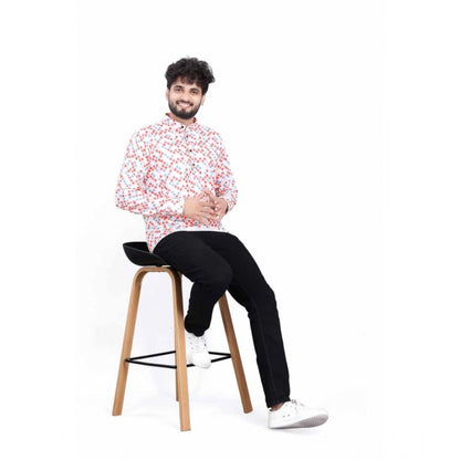 Men's Cotton Blended Printed Full Sleeve Shortkurta (Multicolor)