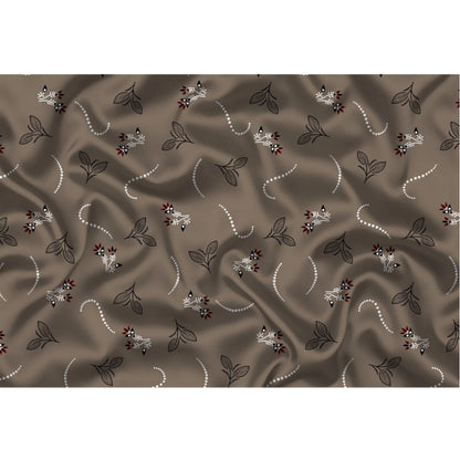 Men's Casual Floral Printed Cotton Blend Unstitched Shirt Fabric 1.6 Mtrs (Brown)