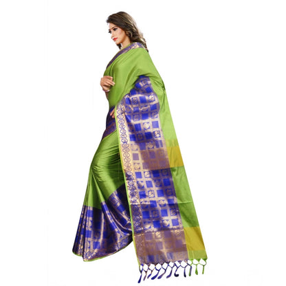 Women's Jacquard Woven Saree With Unstitched Blouse 5.5Mtr (Green)
