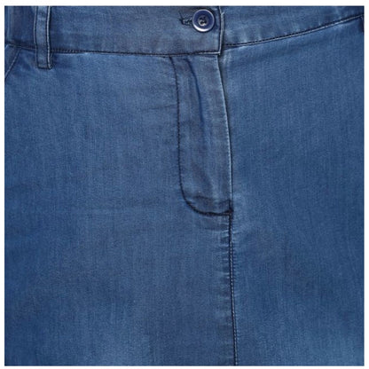 Women's Denim Washed Buttoned Skirt (Blue)