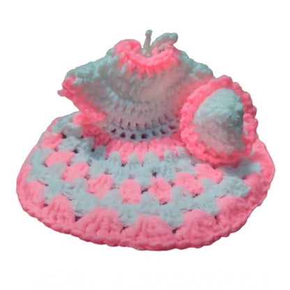 Laddu Gopal Tharad Dress Size: 0 To 6 (White-Baby Pink)