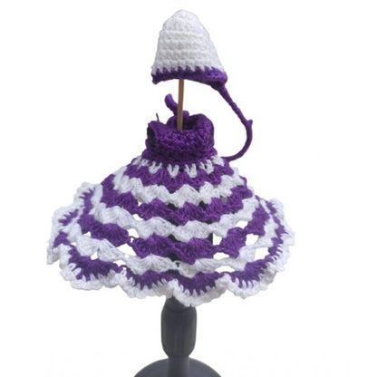 Laddu Gopal Tharad Dress Size: 0 To 6 (White-Lavender)
