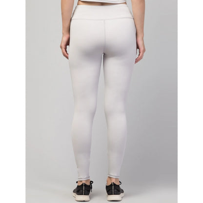Women's Polyester Solid Ankle Length High-Rise Tights (Light Grey)
