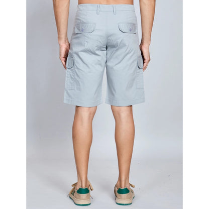 Men's Casual Cotton Solid Knee Length Cargo Shorts (Grey)