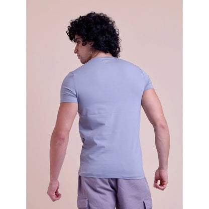 Men's Casual Cotton Solid Half Sleeve Round Neck T-Shirt (Purple)