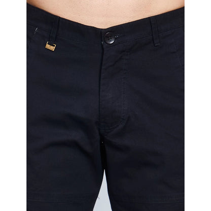 Men's Casual Cotton Solid Knee Length Cargo Shorts (Black)