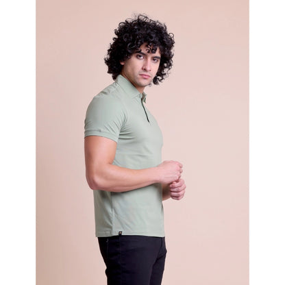 Men's Casual Cotton Solid Half Sleeve Polo Neck T-Shirt (Newsage)
