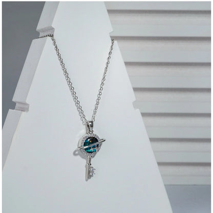 Women's Stainless Steel Key Design Delicate Chain (Silver Plated)