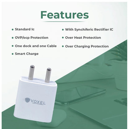 VOXEL 18 Watt Double Usb Port Charger AB Plastic (White)