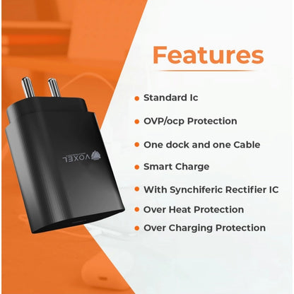 VOXEL 100 Watt ' C ' Port PD Fast Charger AB Plastic (Black)