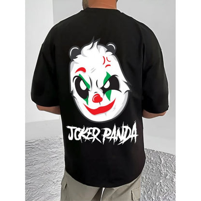 Men's Casual Cotton Blend Printed Round Neck Half Sleeve T-Shirt (Black)