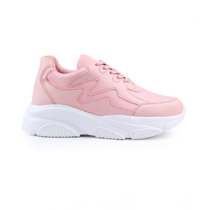 Women's Casual Mesh Printed Lace-Ups Shoes (Pink)