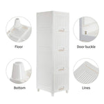 Compact multipurpose storage cabinet perfectly placed in a bathroom for toiletries.
