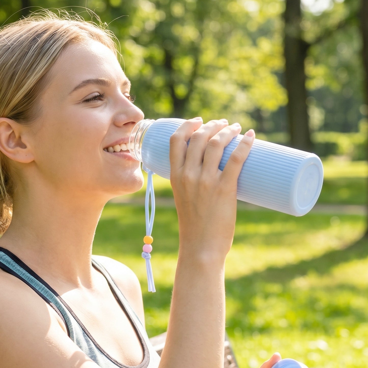 Premium Textured Glass Water Bottle (300 ML Approx)
