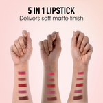 Multi-shade 5-in-1 lipstick with durable pigmentation