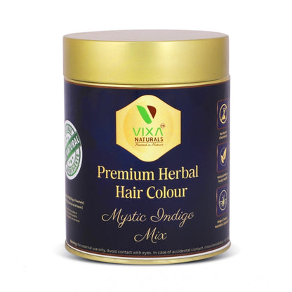 Women's Vixa Naturals Indigo Mix Hair Color | Henna Powder for Hair | Natural Black Herbal Hair Dye | Organic Mehndi with Indigo, Tulsi, Baheda &amp; Thankuni | 25g x 8