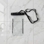 Studio shot demonstrating waterproof mobile pouch design